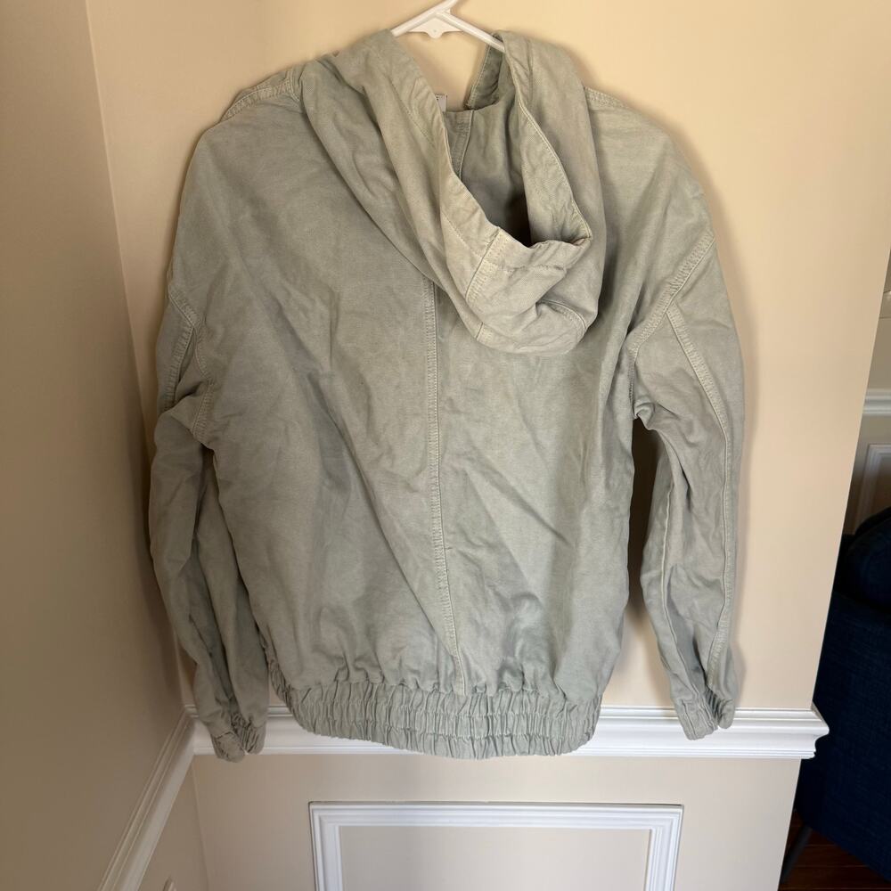 Urban Outfitters BDG Sage Green Heavyweight Canvas Zip-Up Bomber Jacket Winter - Picture 8 of 13